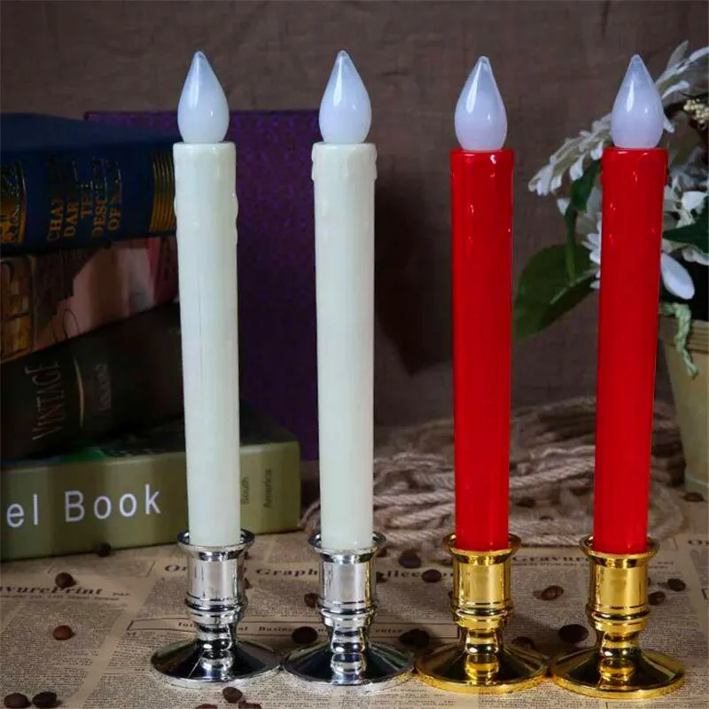 LED Long Rod Candle Christmas Simulation Tears Electronic Candle Lamp Long Candle Lamp Furniture Wedding Decoration 2pc