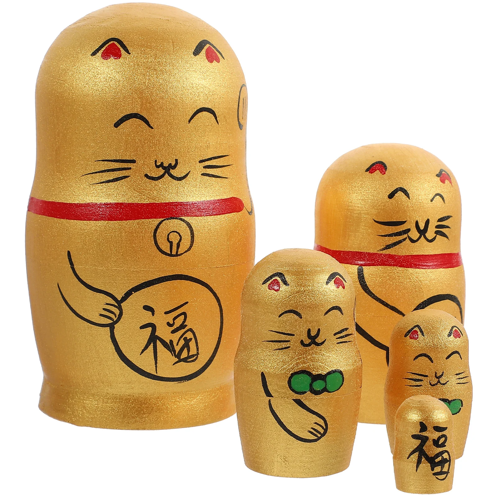 

Lucky Cat Gift Home Decor Russian Toy Cute Figurines Matryoshka Toys Puzzle