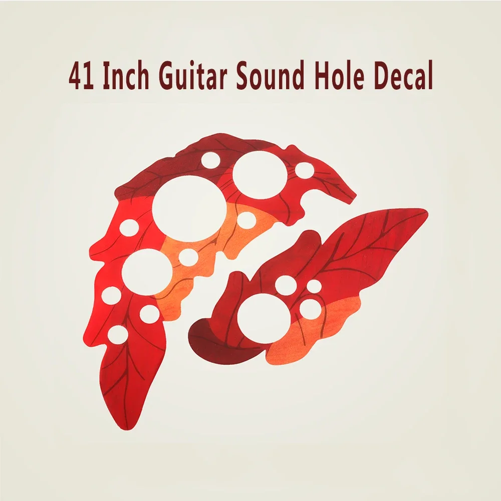 1 Inch Acoustic Guitar Grape Leaf Sound Hole Guard 2pcs Set Guitar Sound Hole Decal Sticker Grape leaves Red