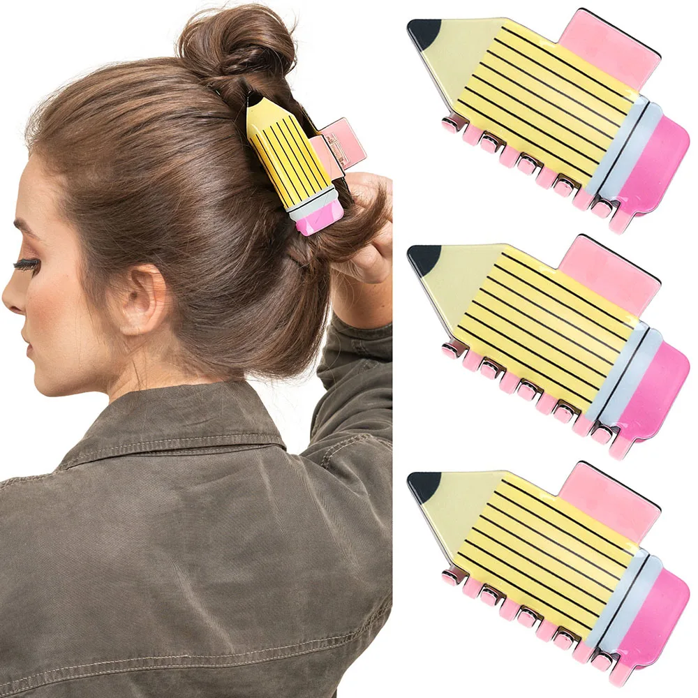 

Creative Large Pencil Hair Clips Fashion Nonslip Hair Claw Strong Hold Thick Hair Hair Accessory Muti-color Funny Hair Clips