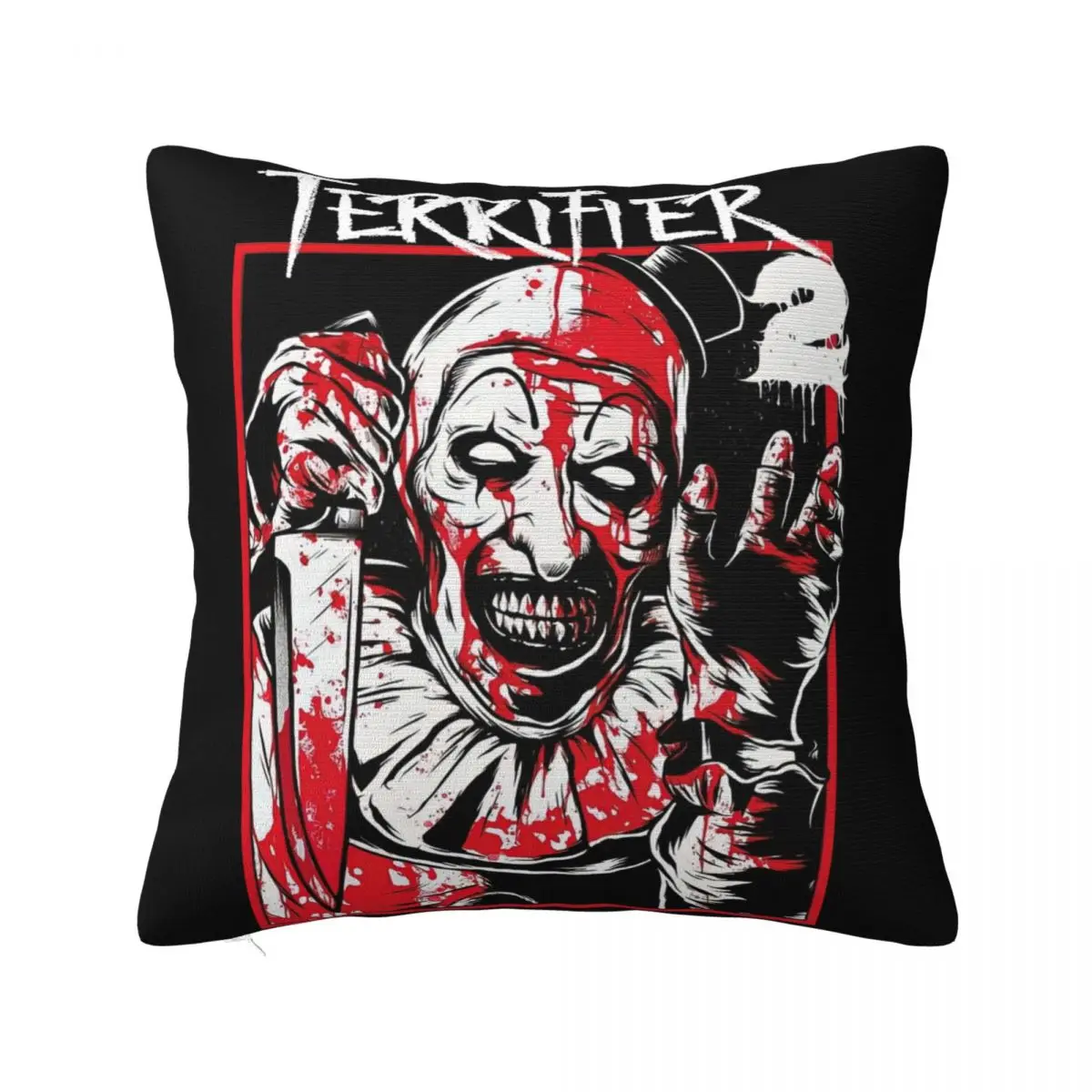 Terrifier 2 Movie Art The Clown Pillowcase Soft Polyester Cushion Cover Decorations Pillow Case Cover Car Zipper 40*40cm