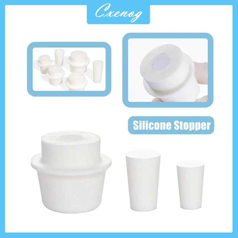 Silicone Stoppers with Holes Various sizes Conical Rubber PlugsTest Tube Stoppers for Lab Triangular Flasks For Plugging Holes