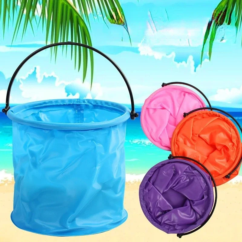 Beach Sand Play Bucket Toy Folding Collapsible Bucket Gardening Tool Outdoor Sand Pool Play Tool Toy Kids Summer Favor