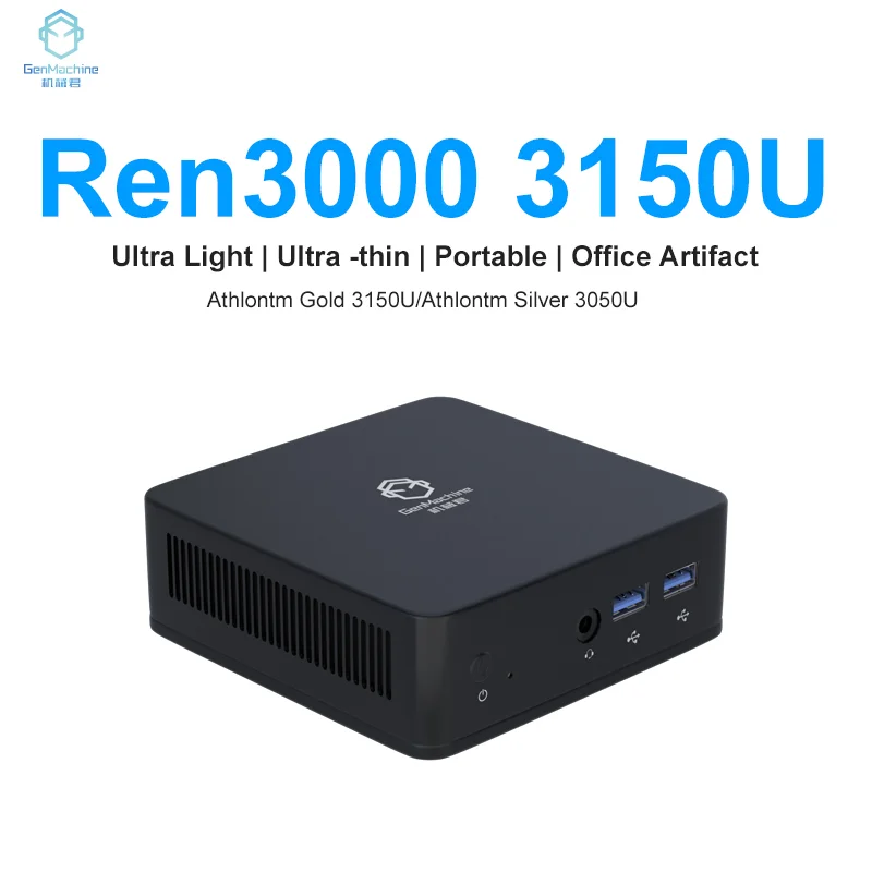 GenMachine New AMD Ren3000 Athlon 3150U Mini PC Support Windows 10/11 WIFI5 2.4GHz-3.3GHz DDR4 Desktop pc gamer computer