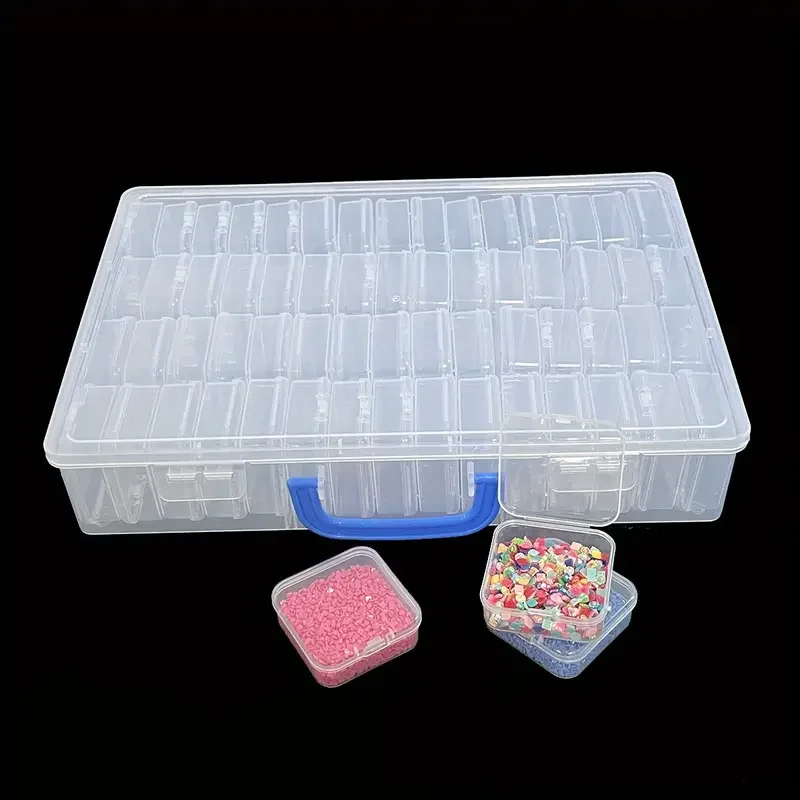 

A 60-bin plastic storage box with adjustable dividers, a versatile and stackable storage box for jewelry, handicrafts, beads