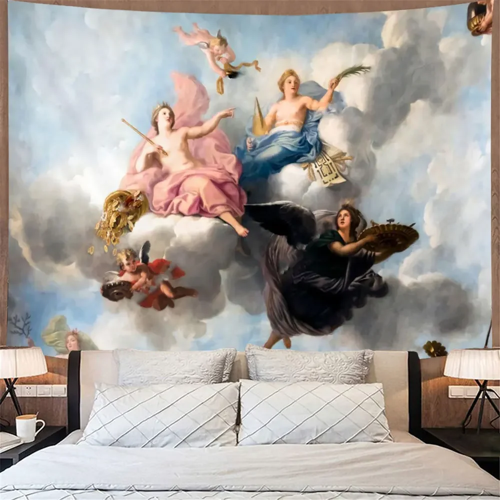 

Oil Painting Ancient Greece Shinhwa Tapestry The Medieval Times Wall Hanging Polyester Thin Blanket Art Printed Home Decor