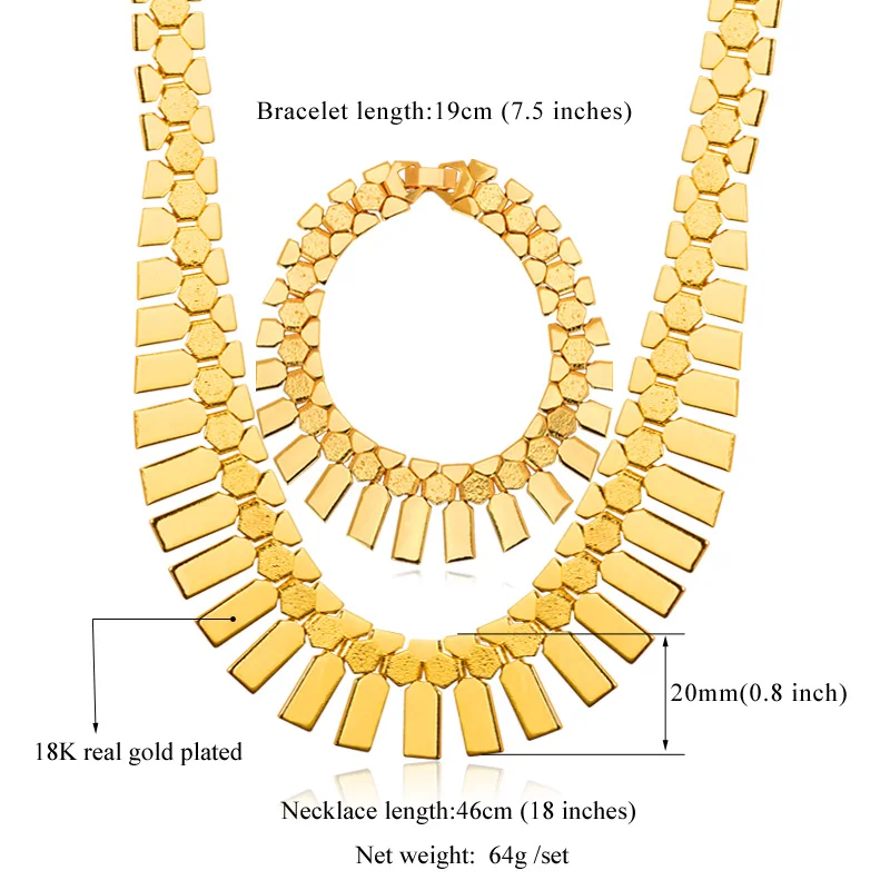 U7 Fashion Hip Hop Dubai Gold Color African Jewelry Set Women Tassels Egyptian Bracelet Necklace Set Wedding Bijoux S461 QC24