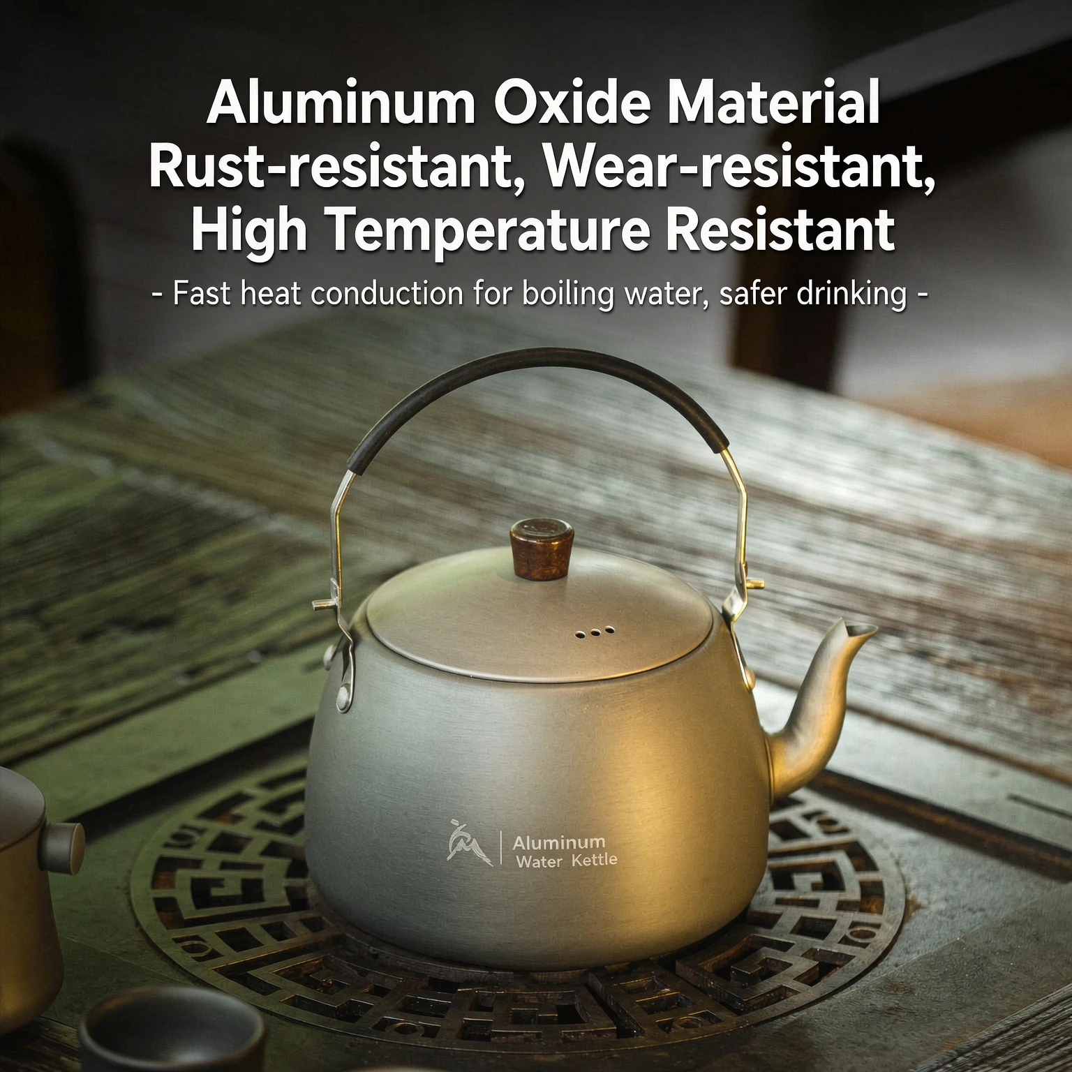 Outdoor Camping Hard Anodized Aluminum Water Kettle Heat Resistant Portable Compact Storage Cookware