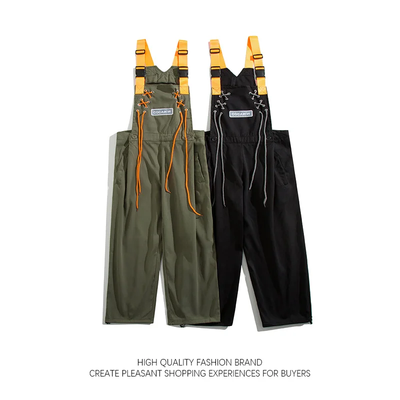 High Street Work Suit Strap Pants Men Women Loose Casual Wide Leg Sling Jumpsuit with Straps Couple Sports Straight Leg Rompers