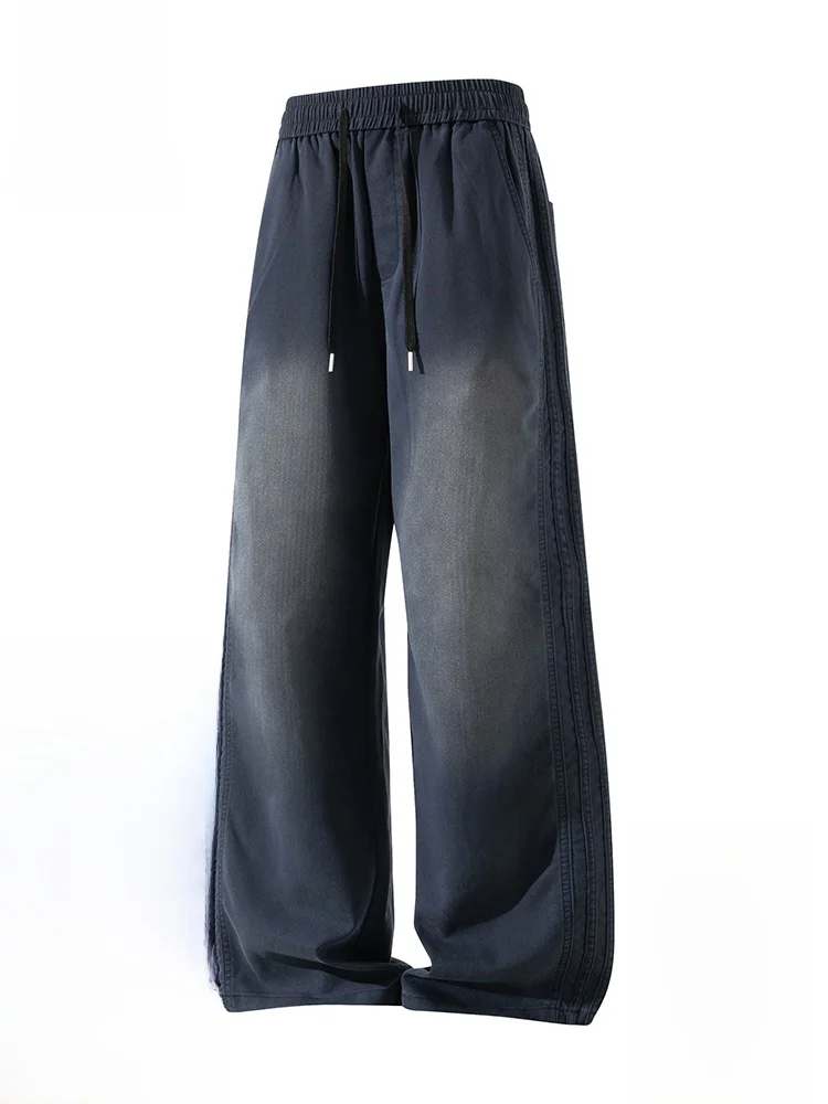 

PaulFrank Winter Fce Lined Wide Leg Blue Jeans Men's Trendy Loose Casual Straight Cut Trousers Comfortable Warm Denim Pants