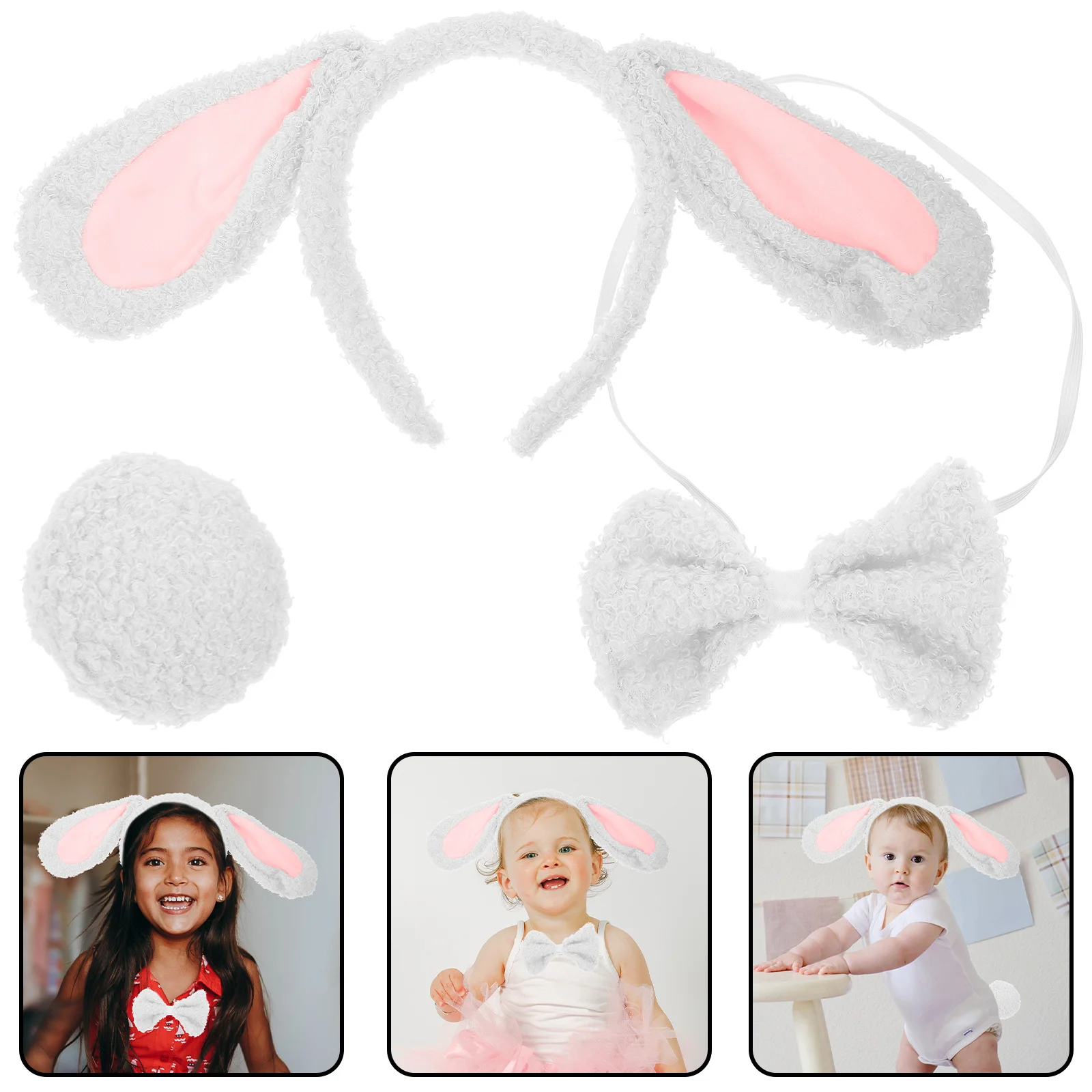 

1Set Dog Ear Headband Cosplay Animal Costume Party Festival Halloween Cute Nose Bowtie Dog Costume Set Animal Cosplay Set