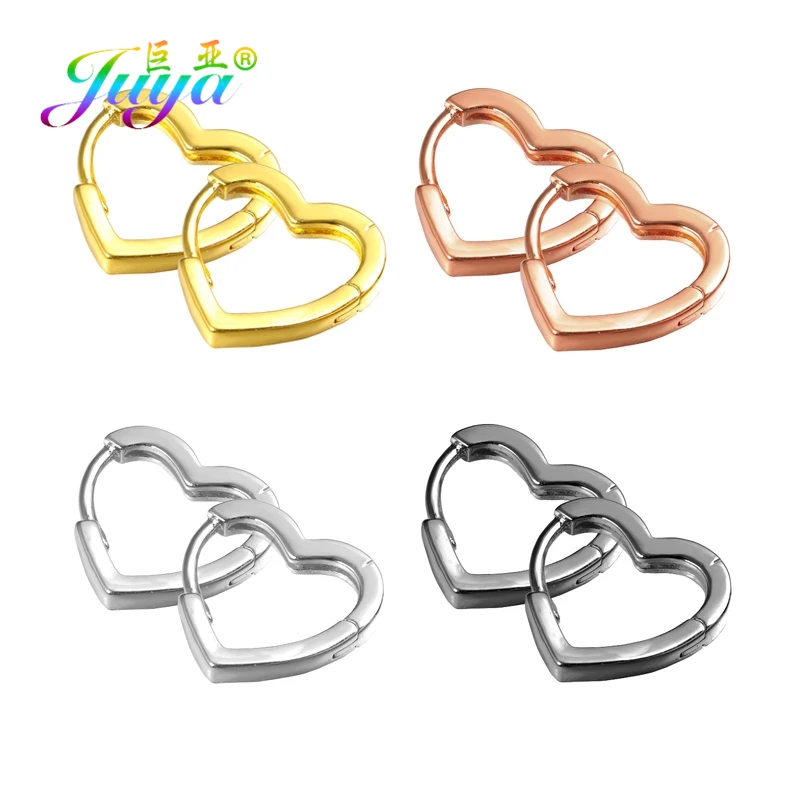 

Juya 4Pcs/Lot Wholesale 18K Gold Plated Copper Antiallergic Shvenzy Heart Earrings Hook Clasps For DIY Women Hoop Earring Making