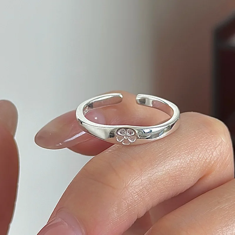 

[Cciris.Com] S925 Silver Floral Ring Japanese Vintage Minimalist Wholesale Stacking Jewelry for Women