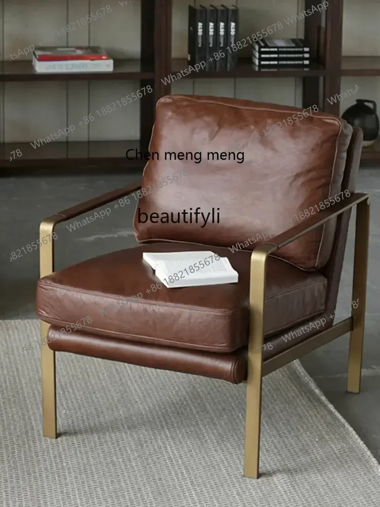 

cn8350 LHY yj Импортный кожаный диван Гостиная Спальня Маленький диван Американский светлый роскошный одиночный минималистичный диван для отдыха