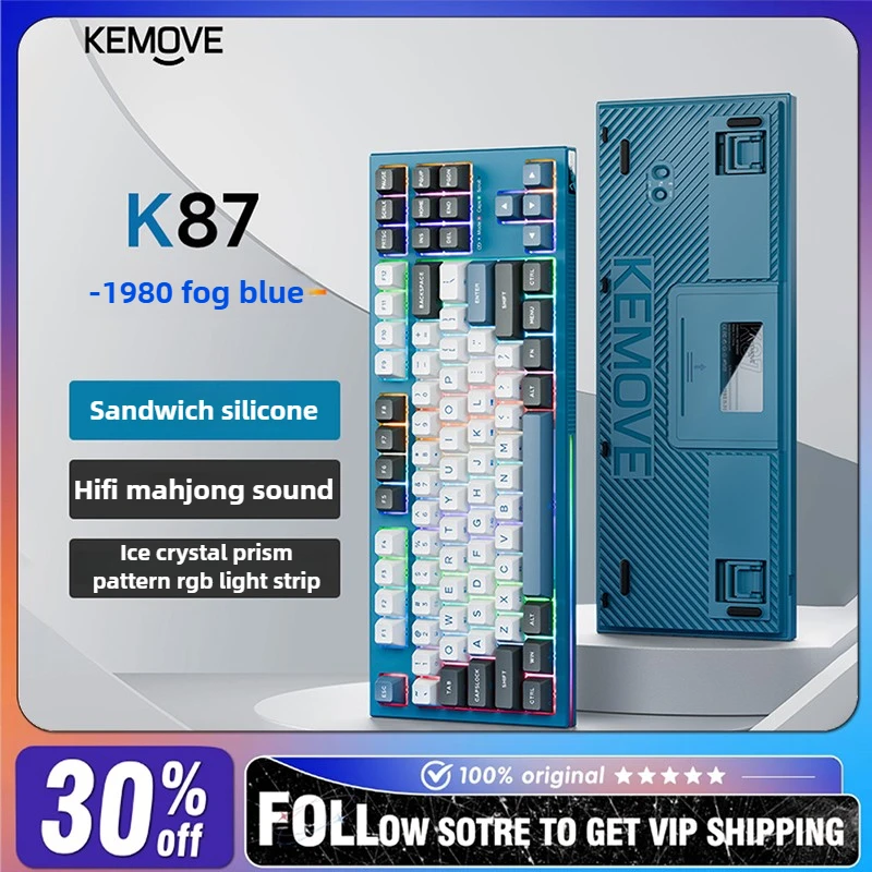 

KEMOVE K87 Mechanical Keyboard Wireless Bluetooth Tri-mode RGB Hot Swap Long Life Business Office E-sports Gaming Keyboard Gifts