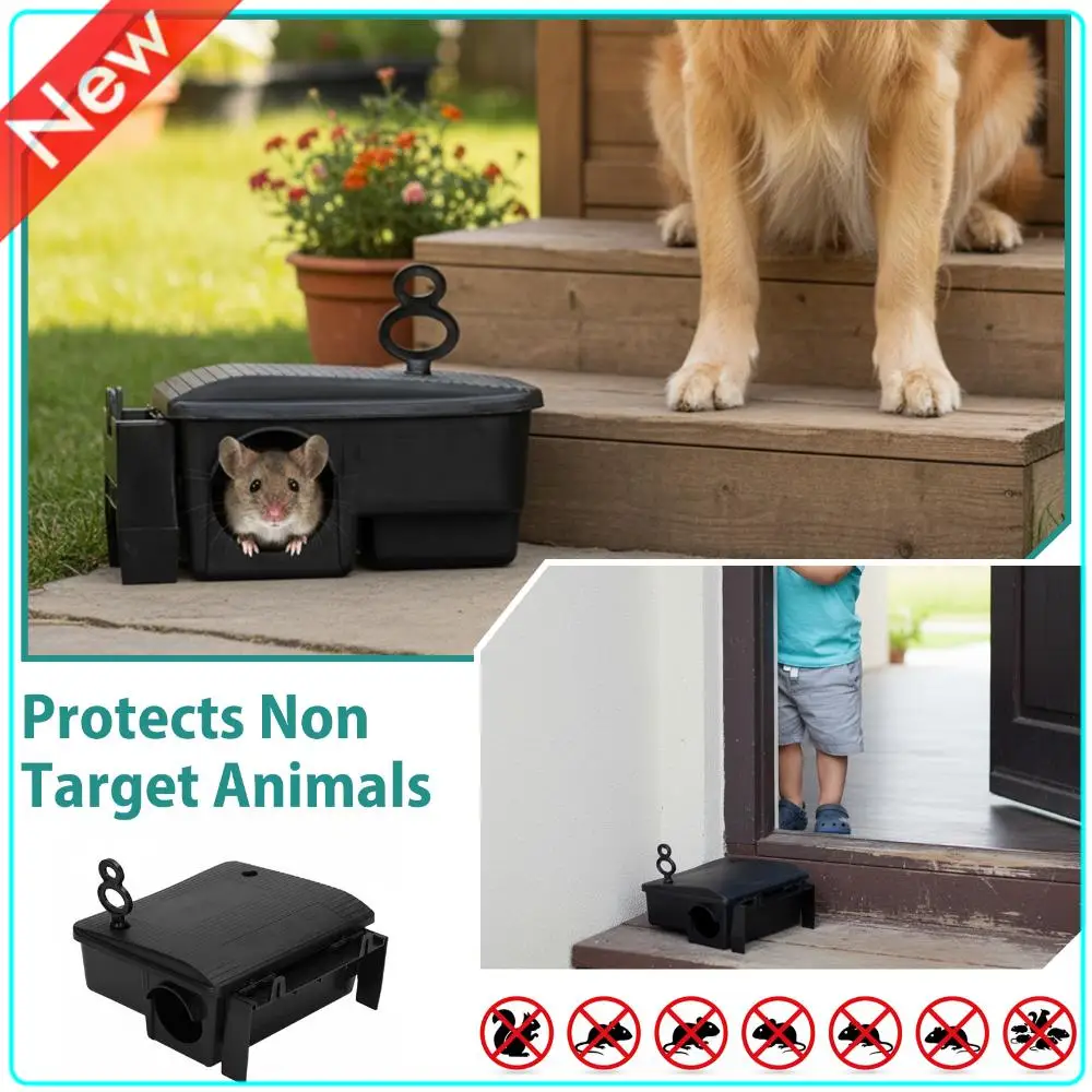 

50 Packs Heavy-Duty Outdoor Rat Bait Box with Key Reusable Rodent Trap Bait Box for Keeping Pets and Children Safe