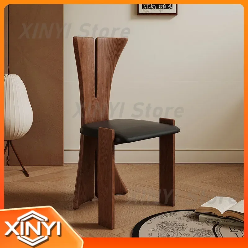 Li Yin for Chinese Antique French Retro Dining Chair Designer Study Solid Wood Back Chair Wabi Sandy Wind Designer Chair