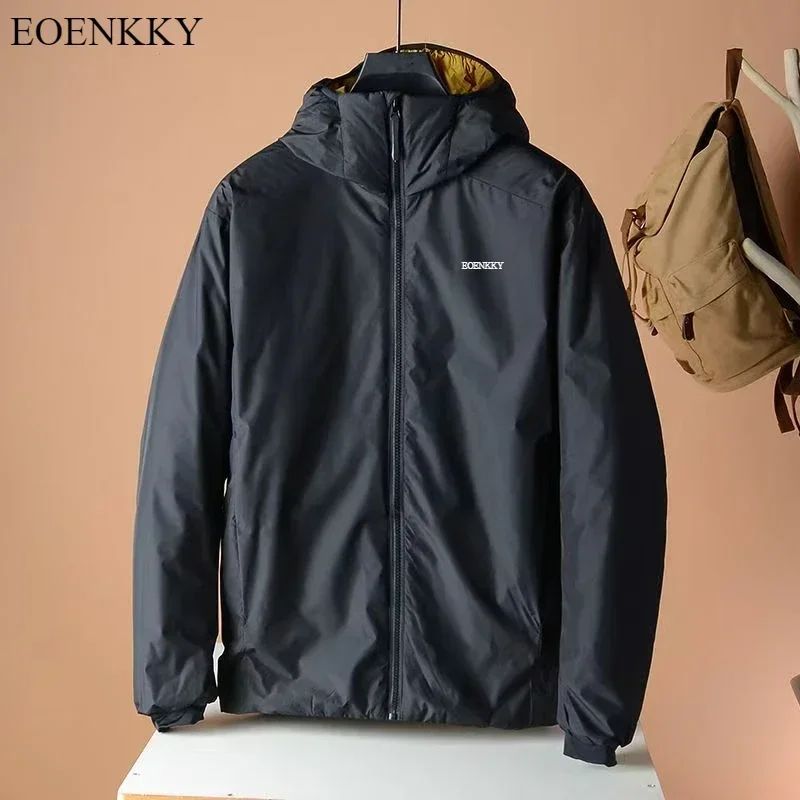 Fashion EOENKKY Men\'s Atom Hooded Embroidered Jacket Winter Outdoor Warm Windproof Tactical Hiking Skiing Hunting Jacket