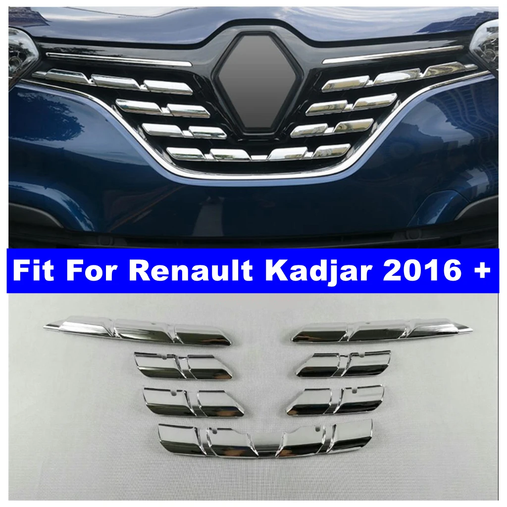 

Car Chrome Exterior Accessories Front Middle Grille Grill Decoration Stripes Cover Trim Fit For Renault Kadjar 2016 2017 2018