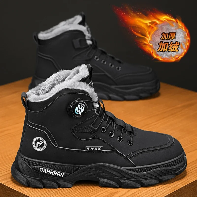 Men\'s Sneakers Add Velvet Ankle Boots Winter Boots for Men Soft and Comfortable Shoes for Men Sports and Leisure Wear-resistant
