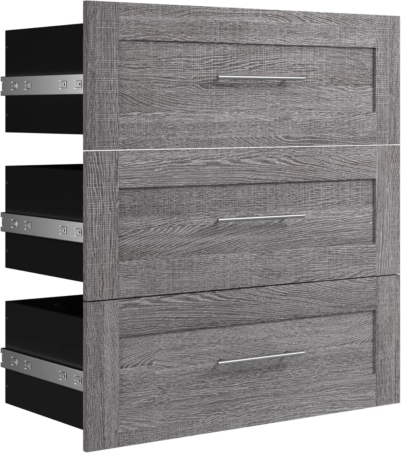 3 Drawer Set for 36-inch Wardrobe Organizer in Bark Gray, Concealed Storage for Walk-in Closet, Bedroom, Kitchen or Entryway