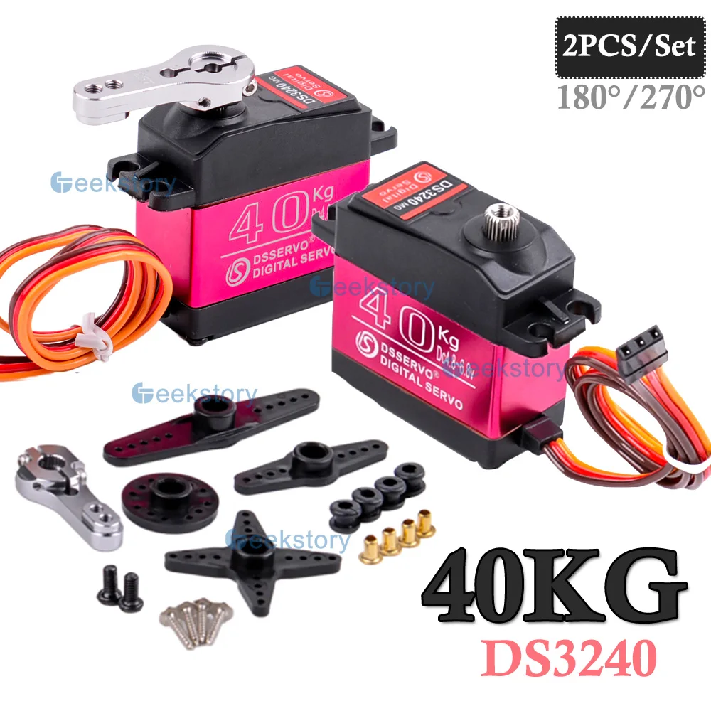 

2PCS/Set 40KG DS3240 Digital Servos Motor 180°/270° Rotation Large Torque Servos DIY Parts For 1/8 1/10 1/12 Scale RC Car Model
