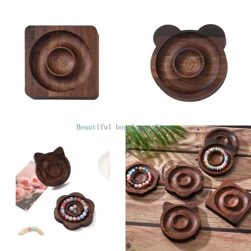 

U4LF Multifuntional Beading Tray Black Jewelry Bead Board Wood Beading Panel Wood Texture Present for Beading Enthusiasts