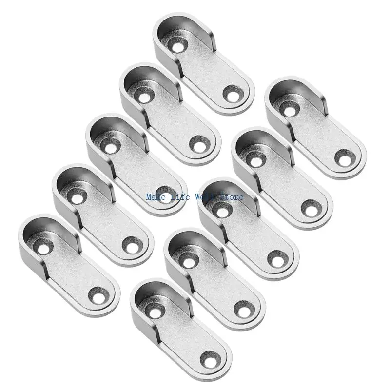 10Pcs Oval Closet Rod Support Brackets Round Tube Wardrobe Rod Socket Brackets Closet Support for Clothes Hanging