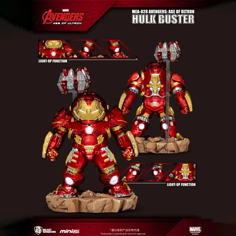 In Stock Original Genuine Beast Kingdom Iron Man Marvel Avengers Mea-028 Hulkbuster Q Version Movable Luminous Model