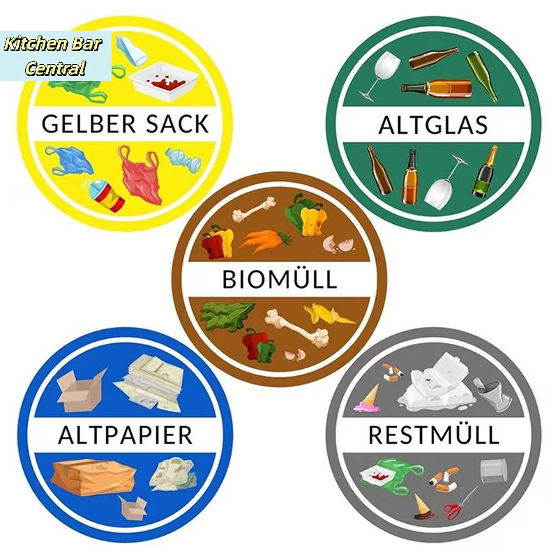 【5/6Pcs Recycling Trash Can Stickers Easy Garbage Classification Waterproof For Communities Schools Families Offices】