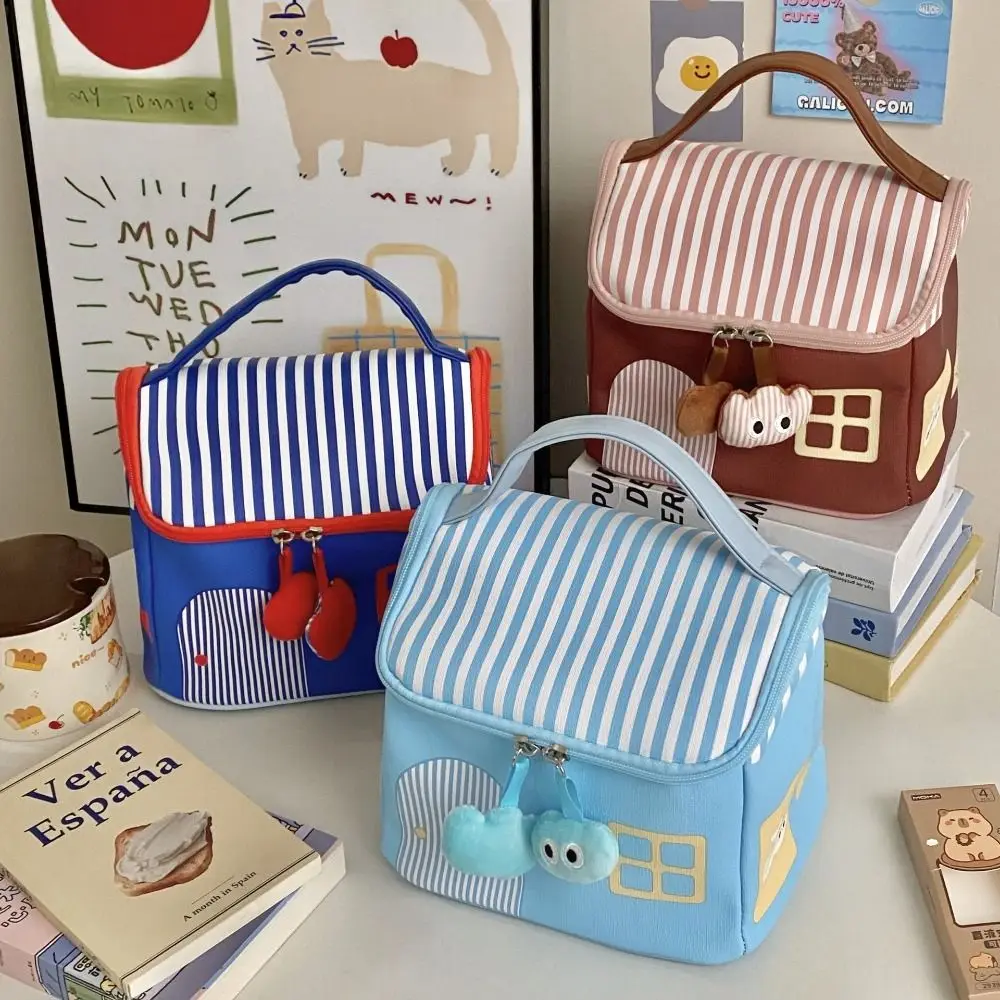 

Creative Cloth Makeup Bag House-shaped Handheld Cosmetics Bag Large Capacity Skincare Storage Bag Home