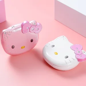 Sanrio Hello Kitty Flip Phone for children, mini kawaii phone, cute, white and pink cartoon, birthday gifts for kids, girls toys, new, 2024 10 Main Mini Cell Phone Sales - №4
