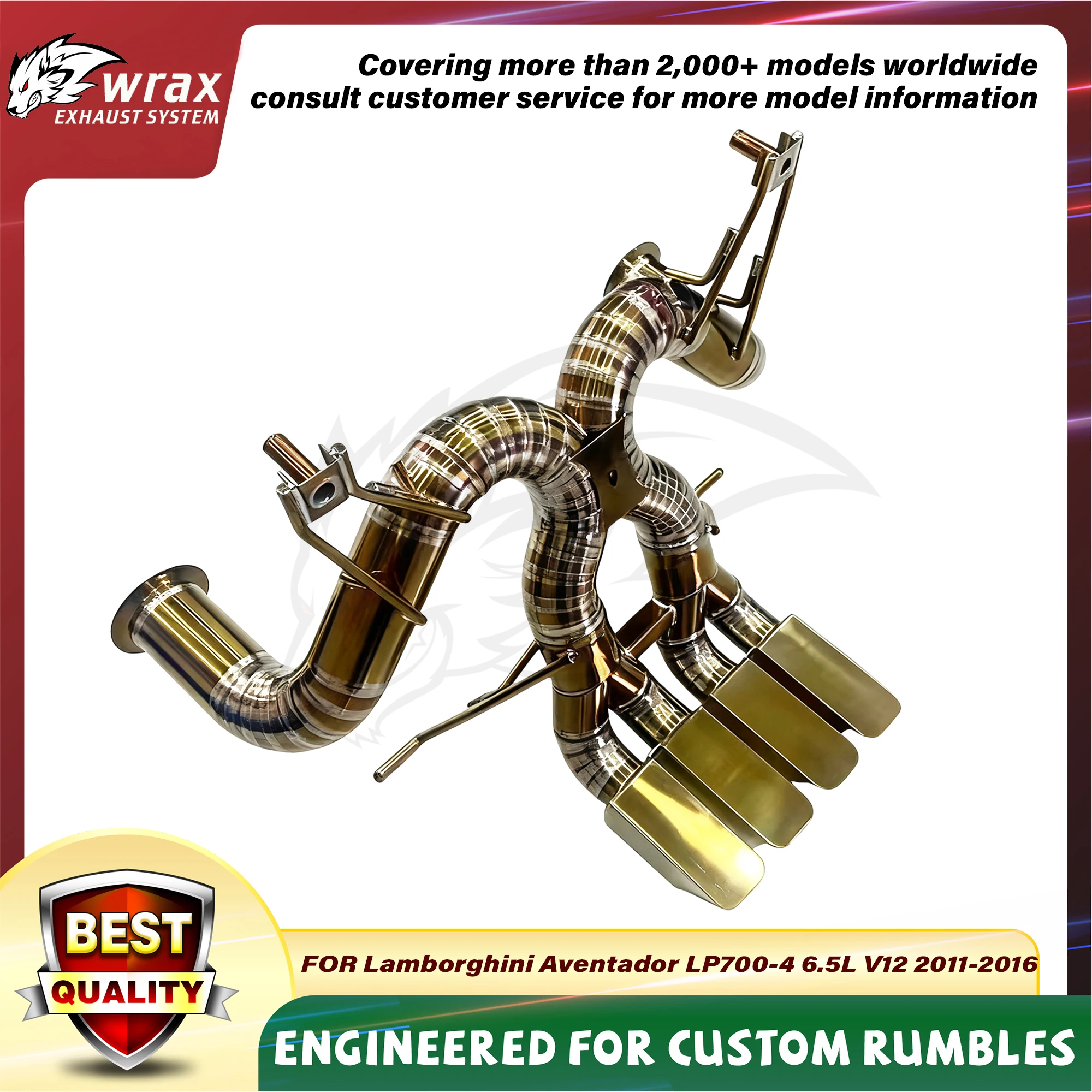 

Track-Inspired WRAX Sport Exhaust System for Lamborghini Aventador LP700-4 6.5L 2011-2016 Titanium Alloy Baked golden Catback