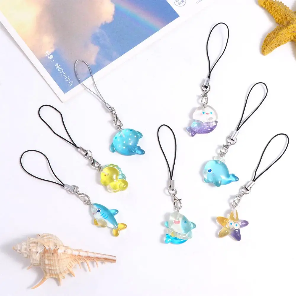 Trendy Pendant Lanyard Fish Phone Chain Keychain Sea Creature Phone Hanging Rope Whale Kawaii Mobile Phone Chain Phone Charms