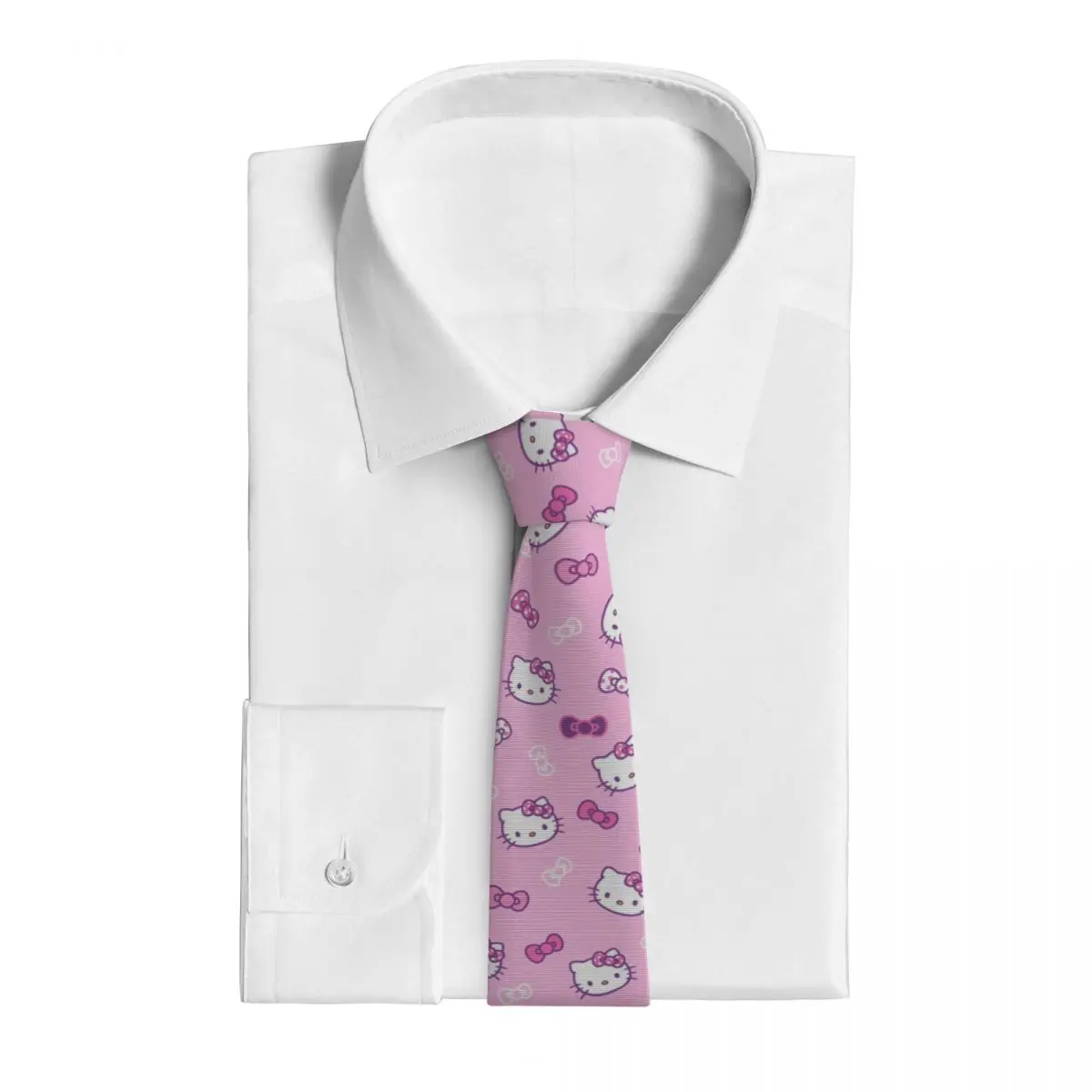 Olá kitty dos desenhos animados gravata masculina moda poliéster 8 cm clássico gravatas para camisa masculina acessórios cravat festa de casamento