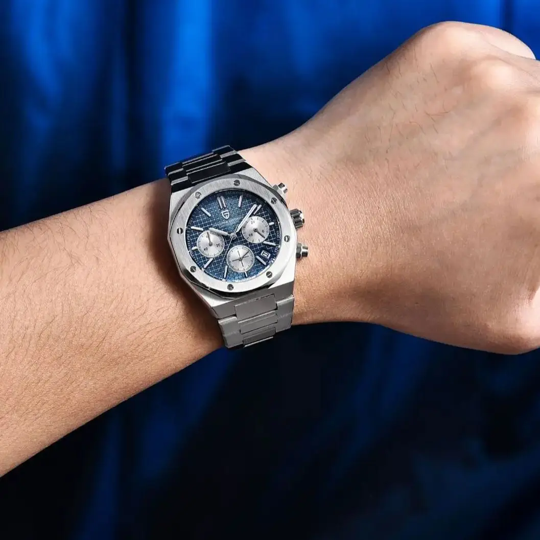 파가니 디자인 2025 새로운 Vk63 세련된 남성용 쿼츠 크로노그래프 럭셔리 사파이어 스테인레스 스틸 방수 스포츠 20Bar Luminou