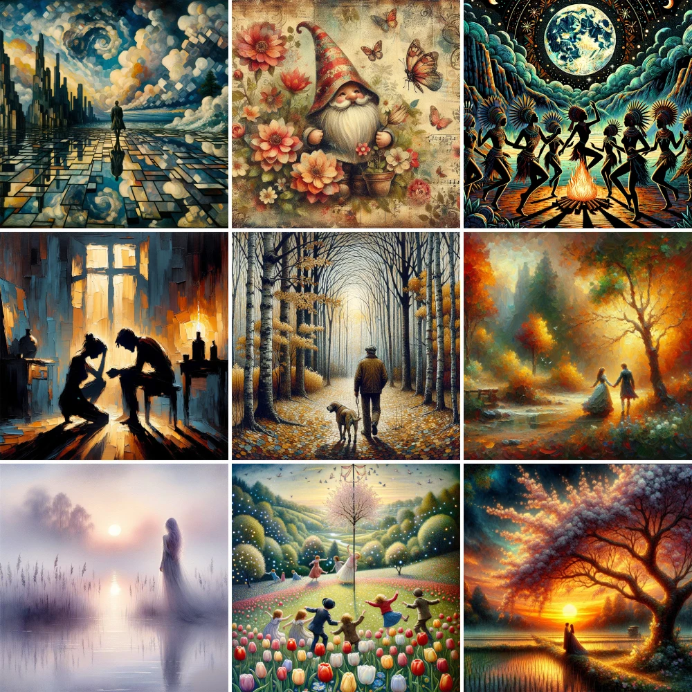 Figure Painting Printed Cross Stitch Set DIY Embroidery DMC Threads Hobby Handiwork Sewing Needlework Room Decor Jewelry Mulina