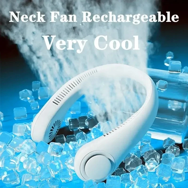 Portable mini home summer air-cooled neck hanging fan for outdoor sports, running, travel without blades, wearable USB neck stra