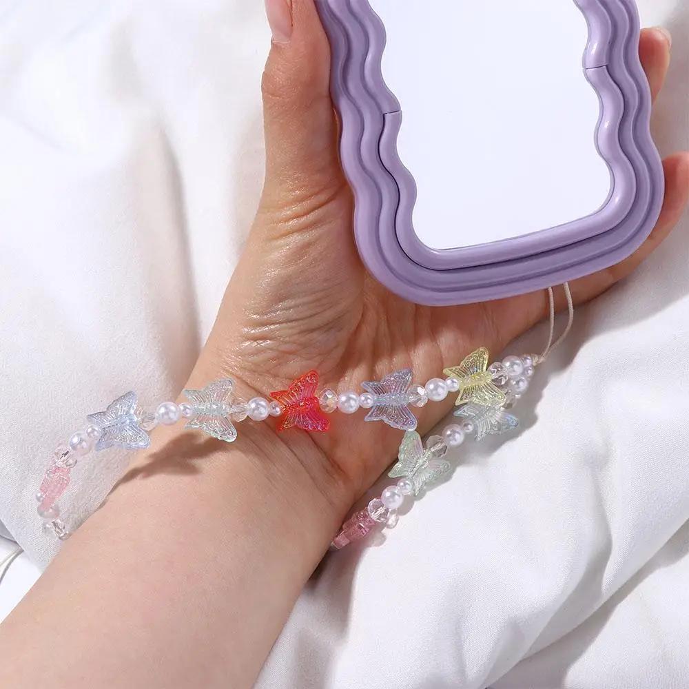 

Красочные очаровательные ремешки для телефона в виде бабочек из смолы, бусины и веревки, подарочные, для защиты от потери