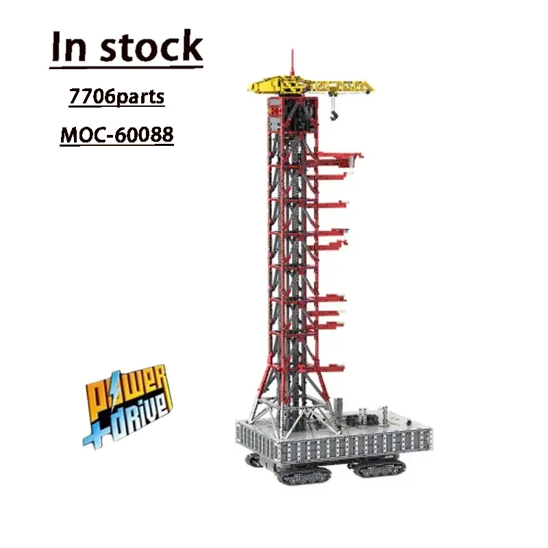 Pista eléctrica de MOC-60088 para niños, torre de cohete Saturn V, montaje de bloques de construcción de empalme, modelo de 7706 piezas, bloques de construcción