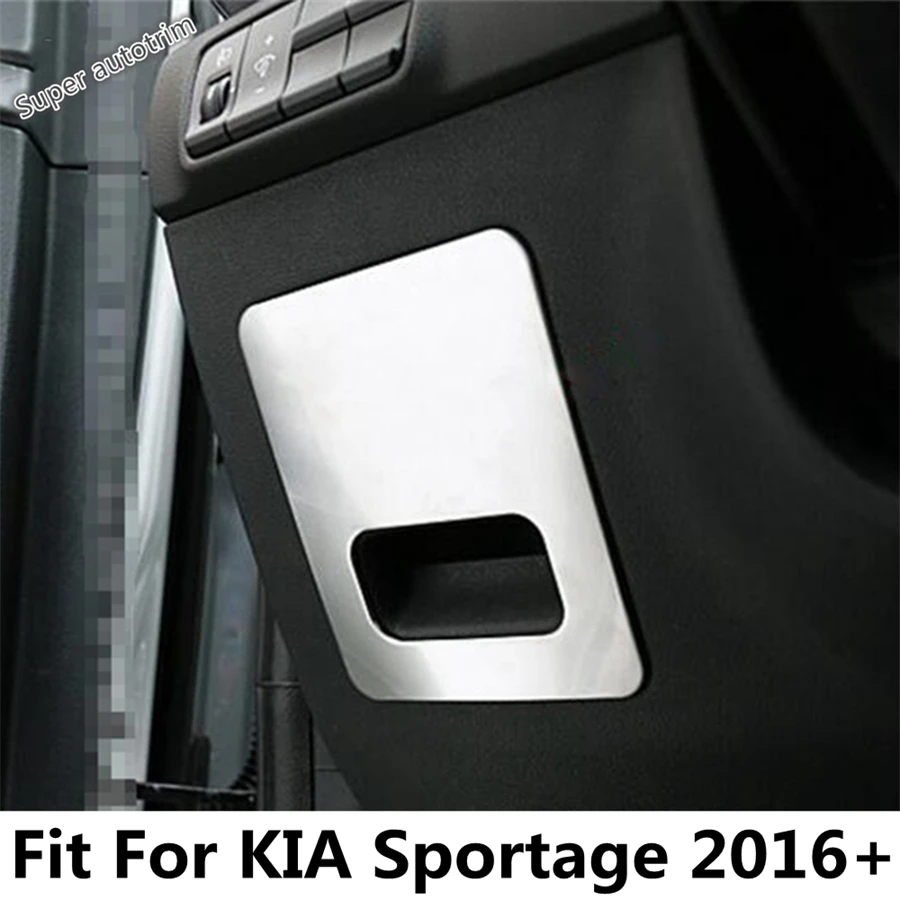 

Car Accessories Main Driving Storage Box Sequins Decor Panel Cover Sticker Trim For KIA Sportage 2016 - 2020 Silver Style Metal