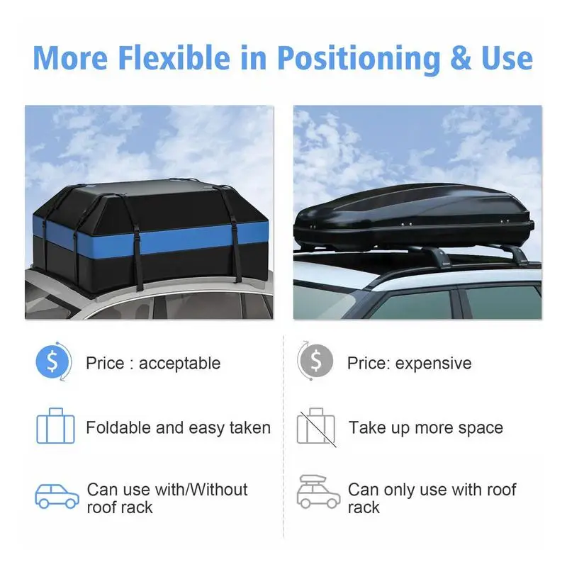 Vehicle Soft-Shell Carriers Soft Rooftop Luggage Bag 600D 15 CF Roof Waterproof Bag For All Cars With/Without Rack