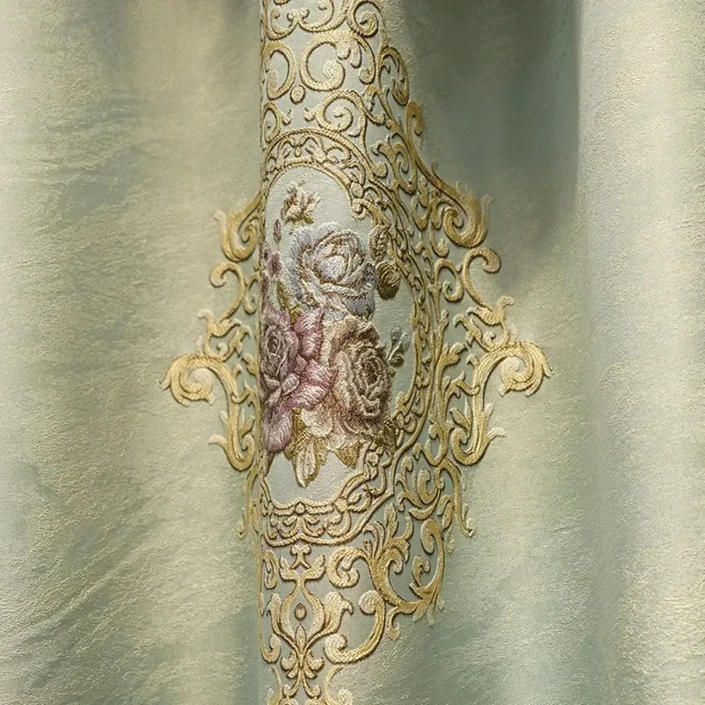 Custom European-Style Curtains For Living Room Bedroom High Shading High Precision Embossed Curtain Roman Curtain Included