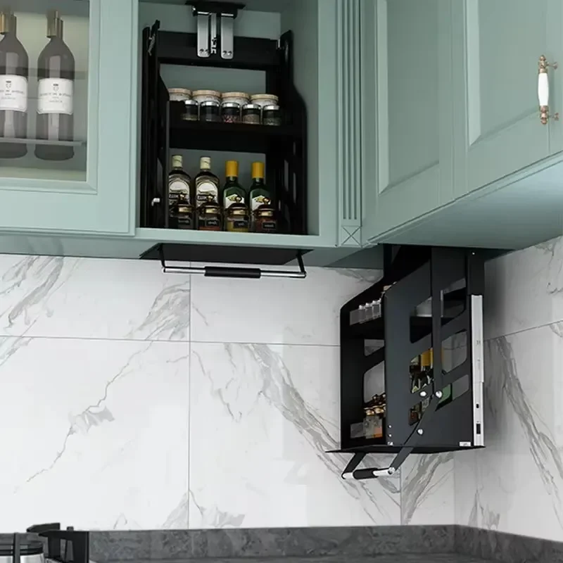 Armário de cesta removível, elevador vertical para cima e para baixo, cesta de temperos, rack de temperos