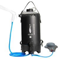 12L Portable Camping Shower Bag PVC Pressure Shower Bag with Foot Pump and Shower Head Hose for Camping Hiking Backpacking