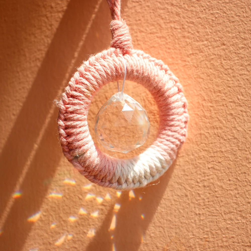 Beginner-Friendly Tutorial + Round Crystal Suncatcher | Window/Living Room Decor | Bohemian Style | DIY Macrame Kit - view 6