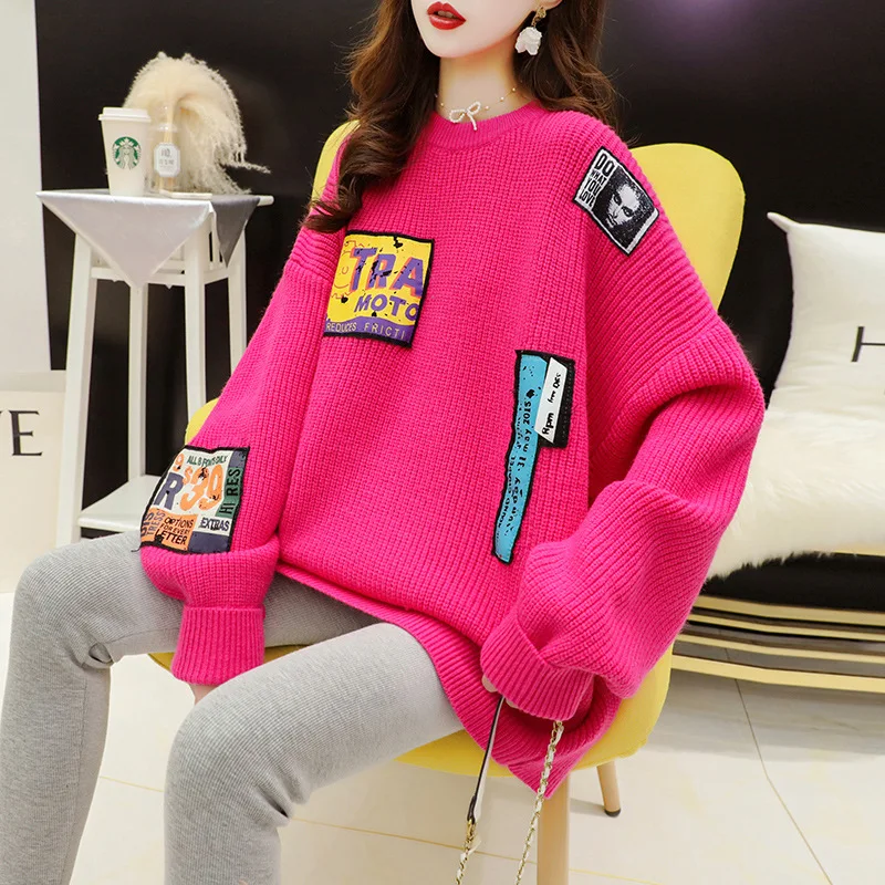 Design sense niche sweater women loose 2023 new spring and autumn flavored o neck casual all-match Western-style pullover tops