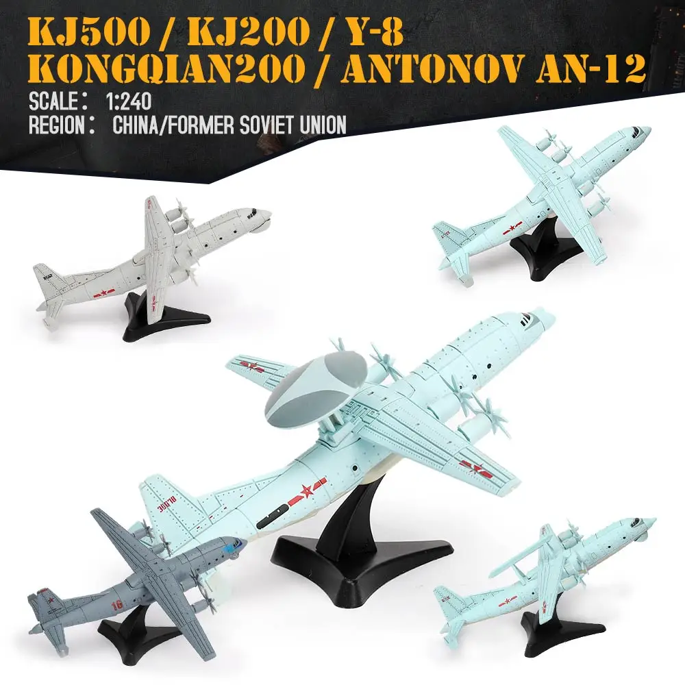 ViiKONDO 1/240 Military Aircraft Toy Airplane Model Kit 5Pcs Easy Assembly AEW China KJ-200/KJ-500/Y-8/KQ-200 Soviet An-12 Gift