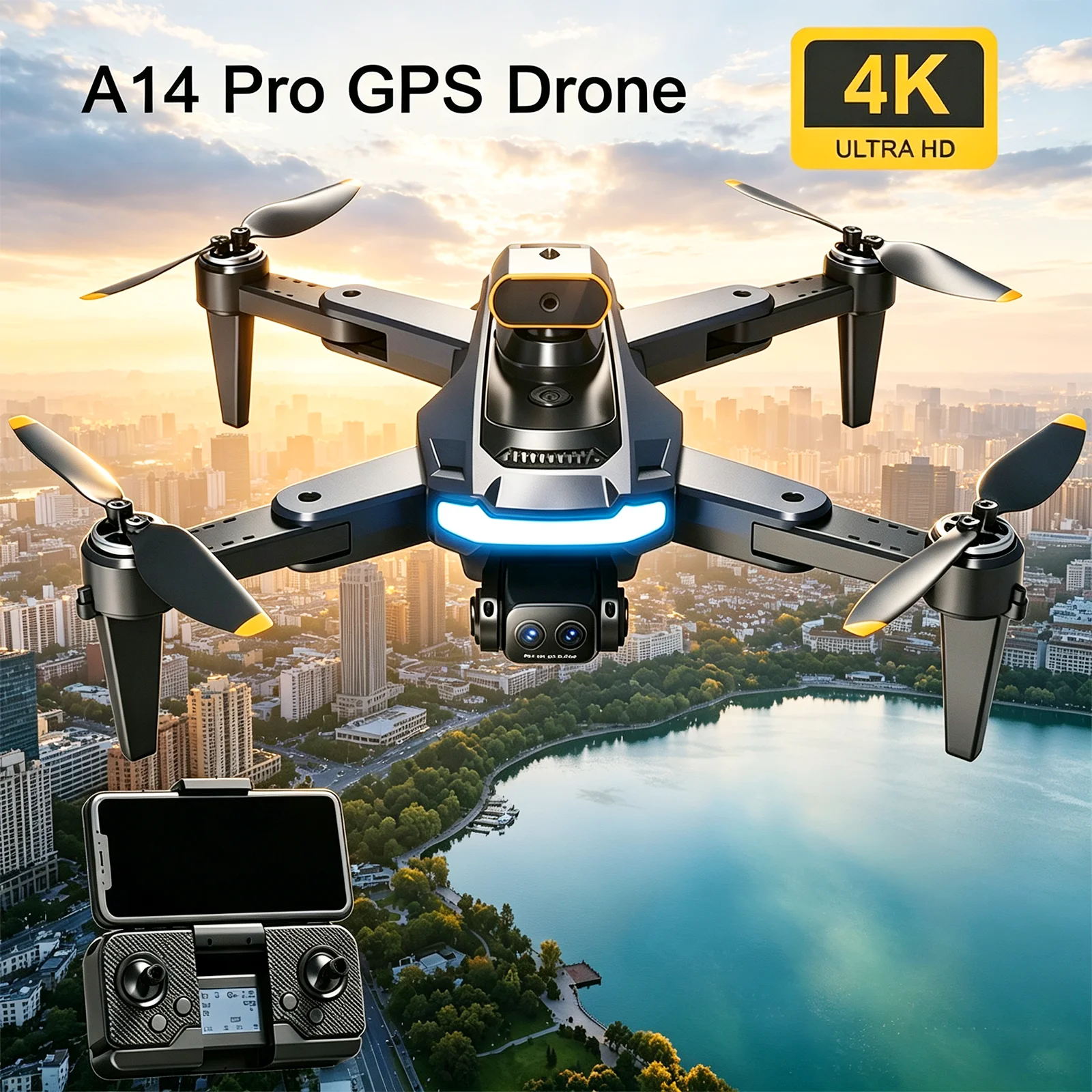 A14 GPS Drone 4K Professional HD Dual Cameras Security UAV Obstacle Avoidance Brushless 5G WIFI FPV RC Foldable Quadcopter Gifts