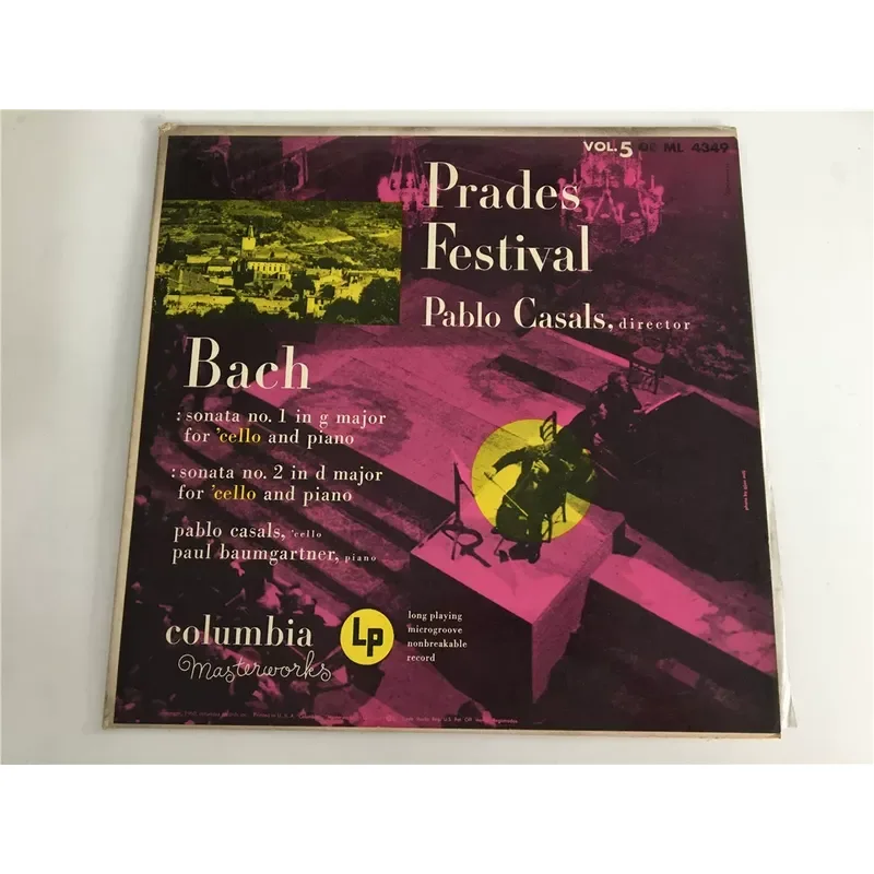 

Bach Sonata for Cello and Piano LP Vinyl Record for Casals Baumgartner